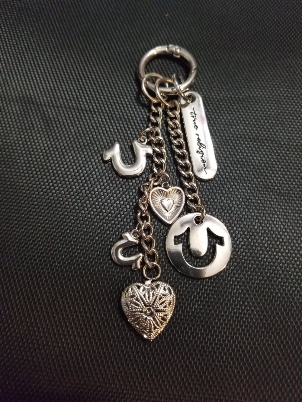 True Religion Charm Keychain with Surprise Heart-Shaped Locket